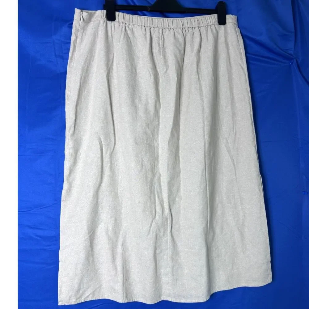 Old Navy Womens Cream Midi Skirt XL Neutral Capsule Wardrobe‎ Linen Minimalist
